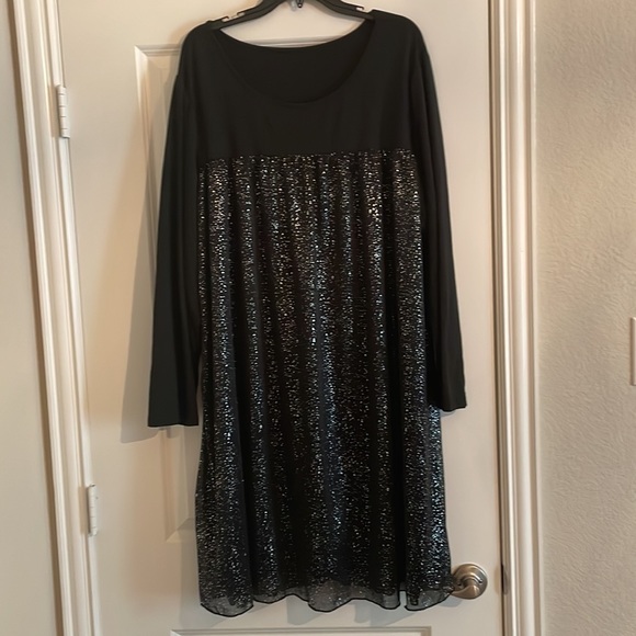 Women’s Long Sleeve Black Sparkly Dress Plus SZ 4X - Picture 4 of 7